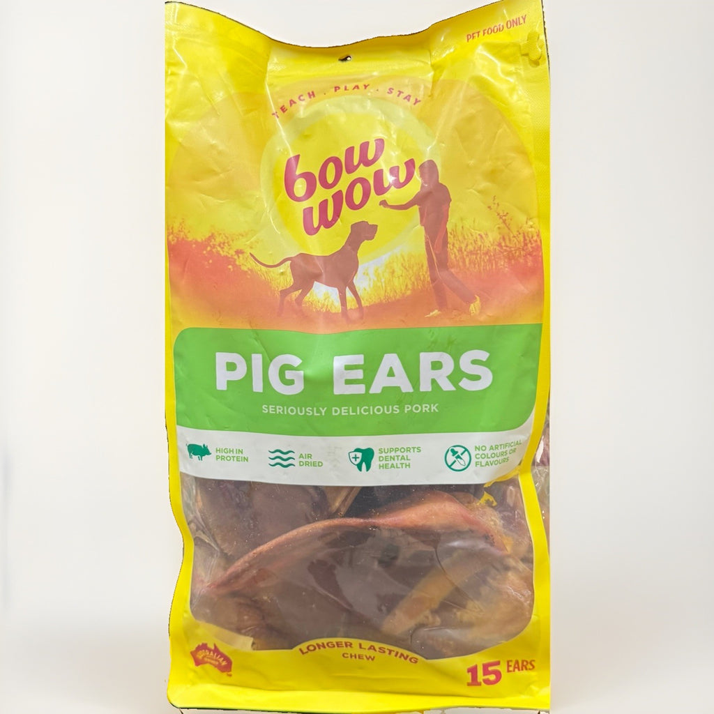 Bow Wow Pigs Ear Dog Treats 15 EARS High Protein, Air Dried, Support Dental