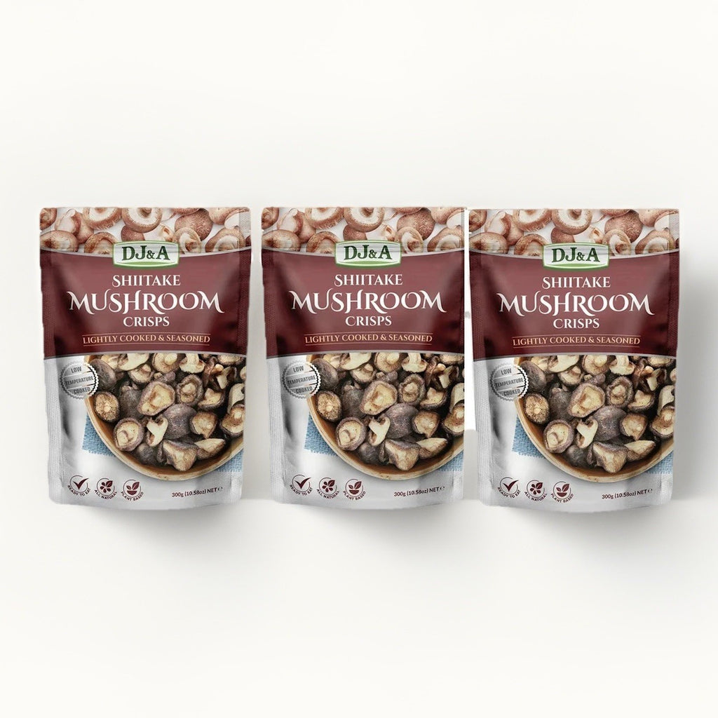 3 Pack x DJ&A Shiitake Mushroom Crisps 300g Lightly Cooked & Seasoned Value Pack