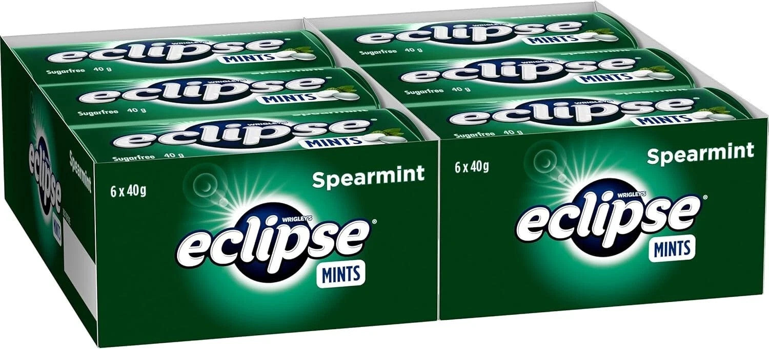 2 Pack X WRIGLEY'S ECLIPSE GREEN SPEARMINT MINTS SUGAR FREE  12 x 40g