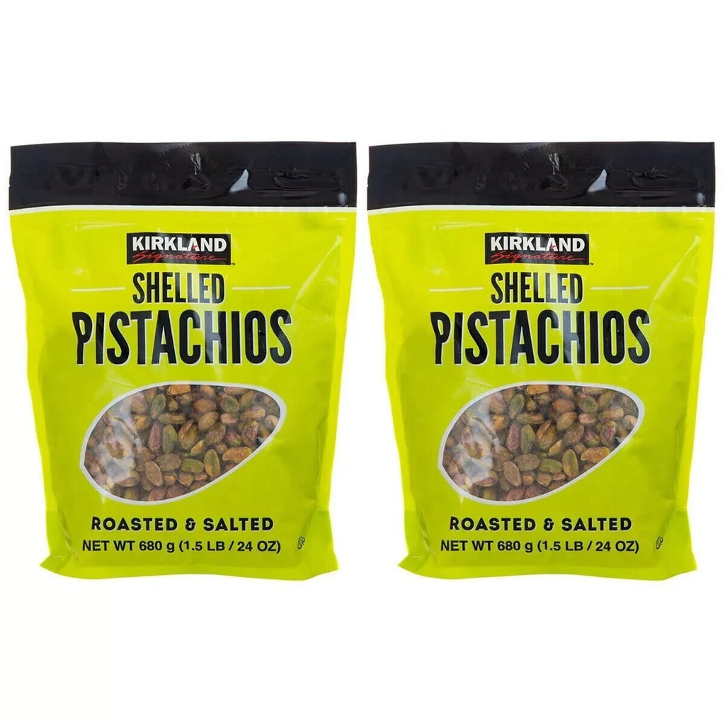 2 x 680g Kirkland Signature Shelled Pistachios Product of USA Roasted & Salted