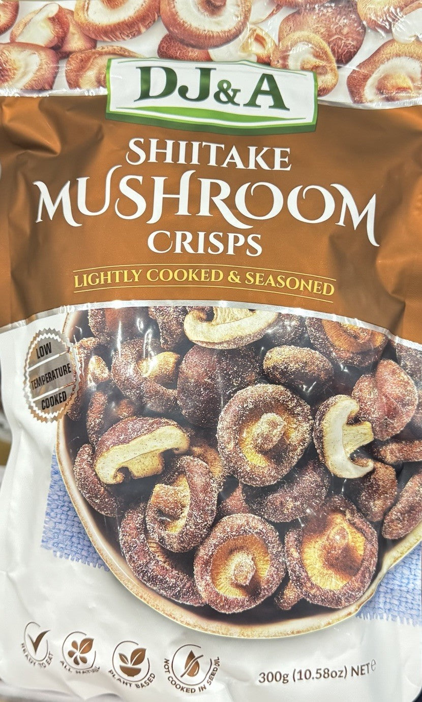 3 Pack x DJ&A Shiitake Mushroom Crisps 300g Lightly Cooked & Seasoned Value Pack