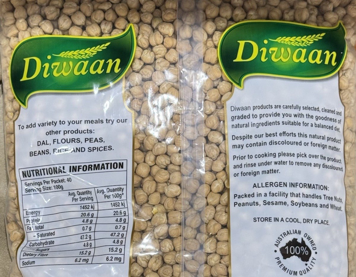 Diwaan Plant Protein Naturally Chick Peas 100% Australian 4KG VEGAN LOW GI