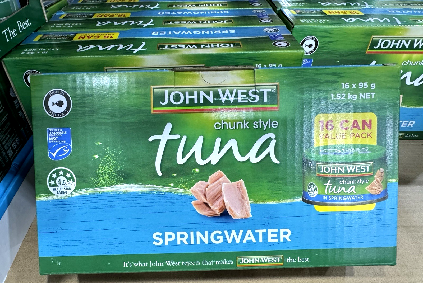 John West Canned Chunky Tuna (16 x 95g) In Springwater Kids Healthy Lunch Snack