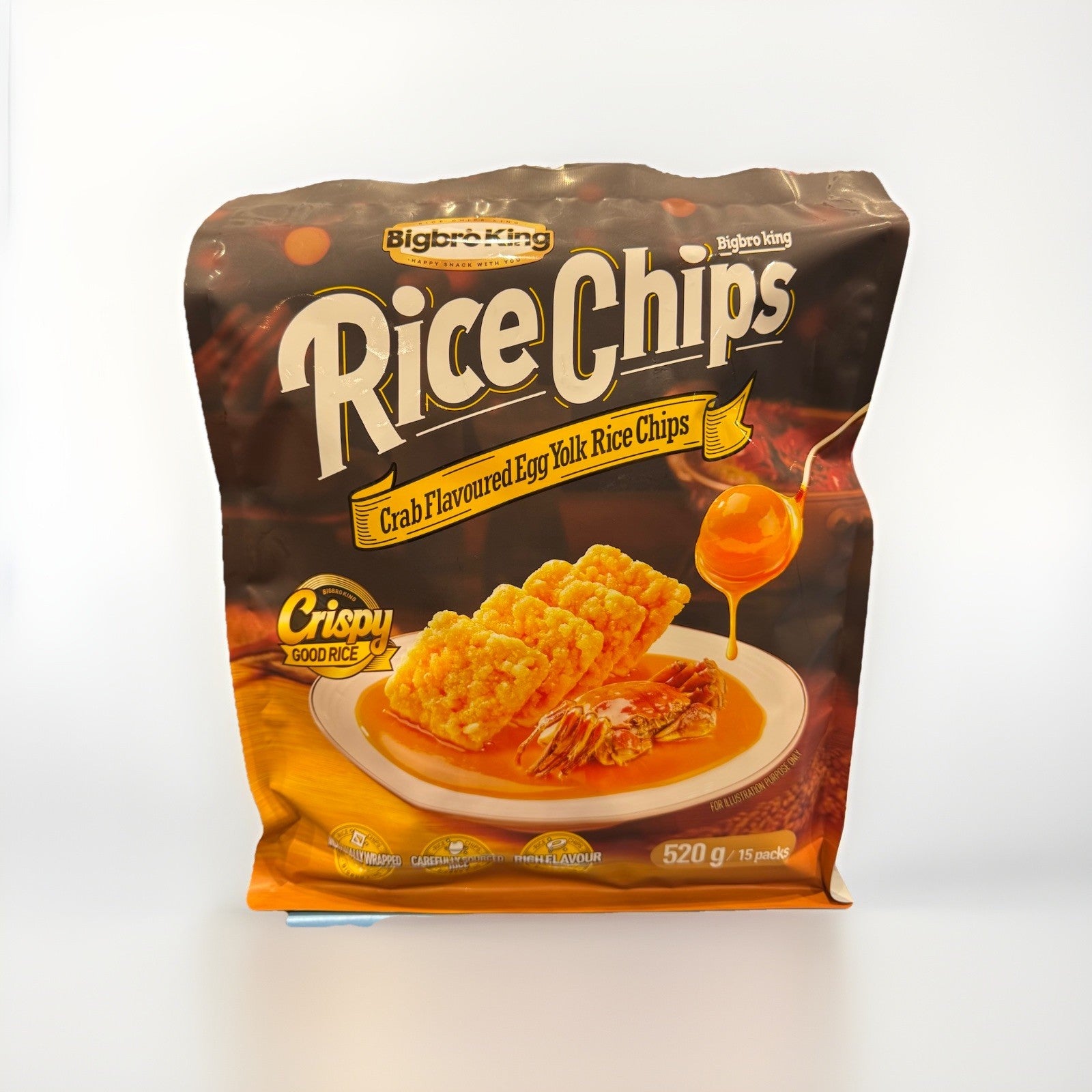 New*Bigbro King Rice Chip Crab Flavoured Eg Yolk Rice Chips 520g/15 packs Crispy