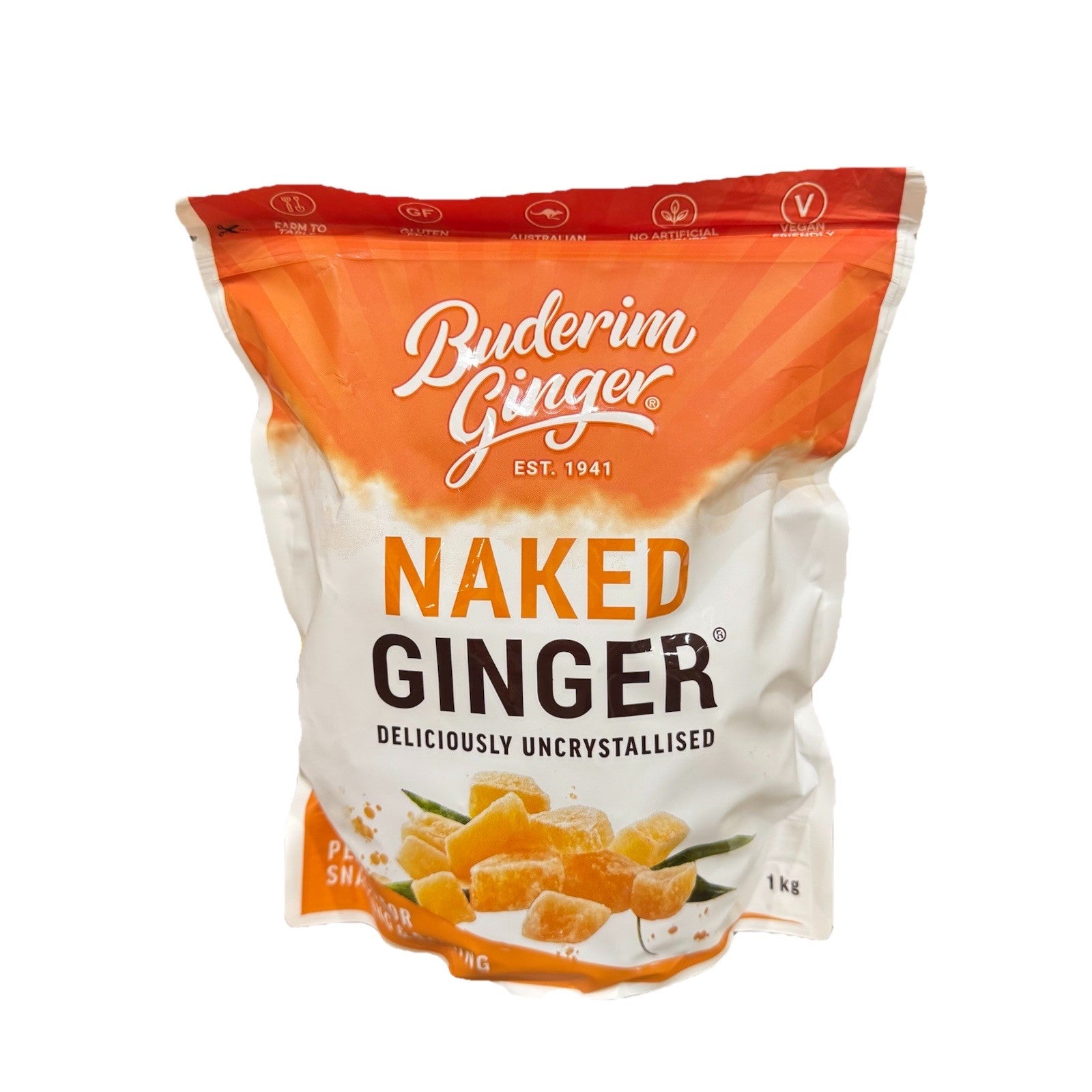 3PACK x Buderim Ginger Naked Ginger Deliciously Uncrystallised 1kg Perfect Snack