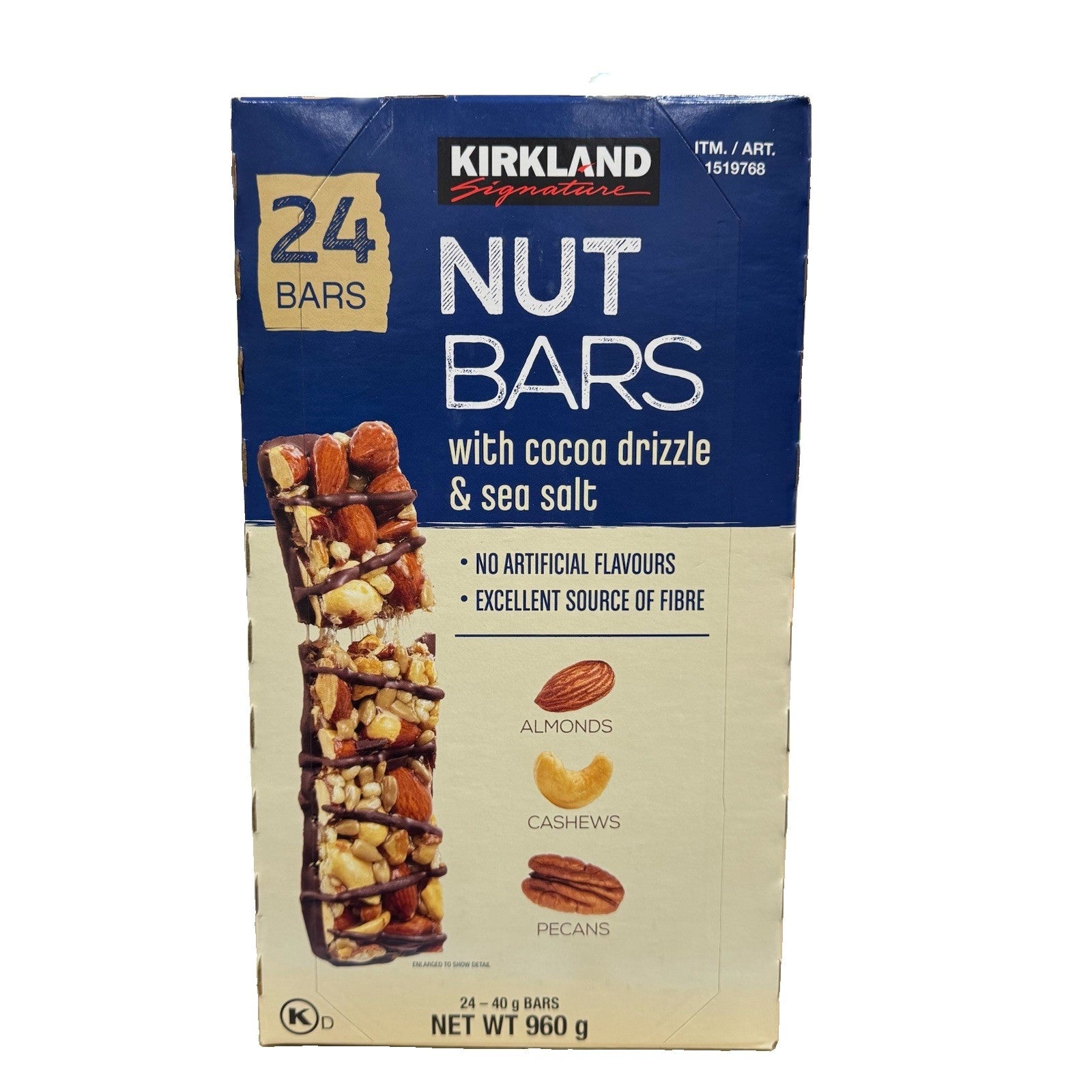 Kirkland Signature Nut Bars with cocoa drizzle & sea salt 960g (24 Bars x 40g)