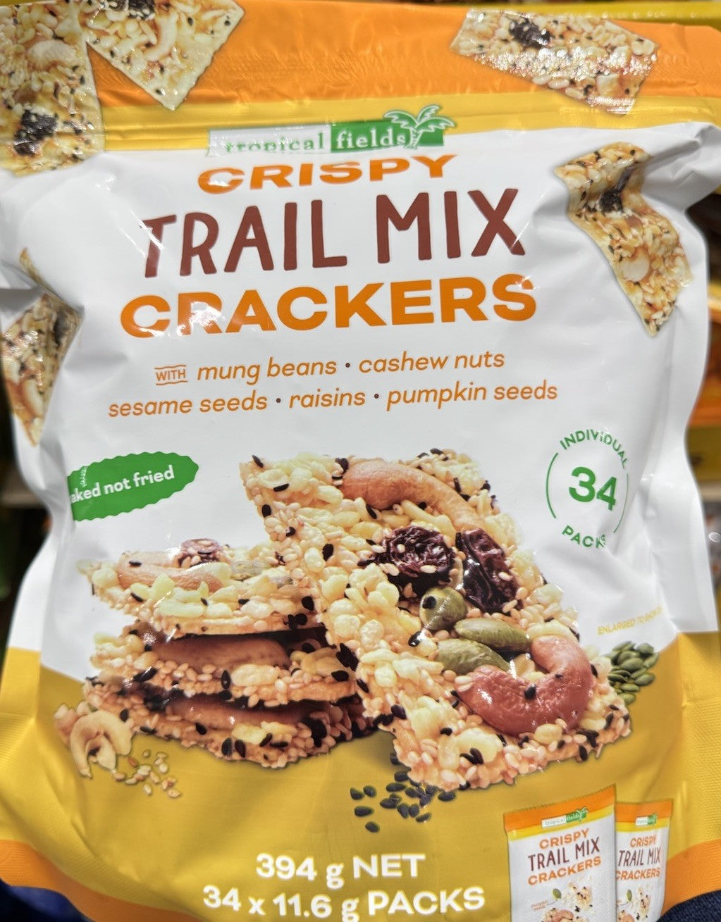 2 X Crispy Trail Mix Mung Beans Cashew Sesame Seed Raisin Crackers Baked 788Gram