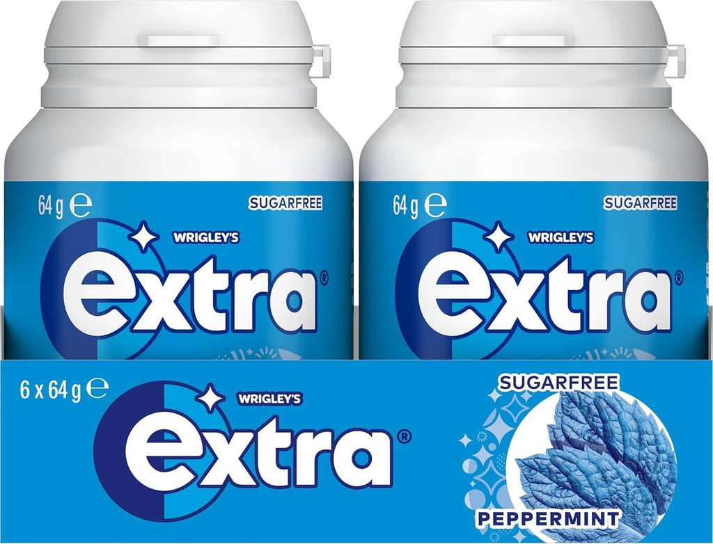 Extra Peppermint,  64g Bottle (Case of 6), Sugar Free Chewing Gum, *Free Ship*