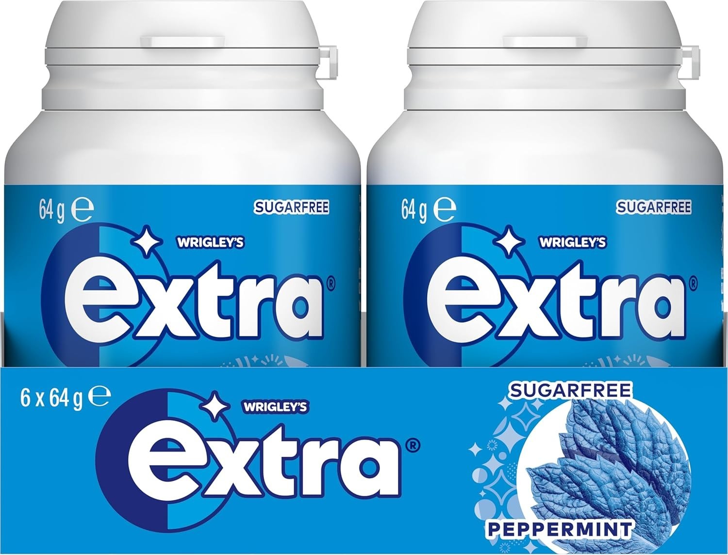 Extra Peppermint,  64g Bottle (Case of 6), Sugar Free Chewing Gum, *Free Ship*