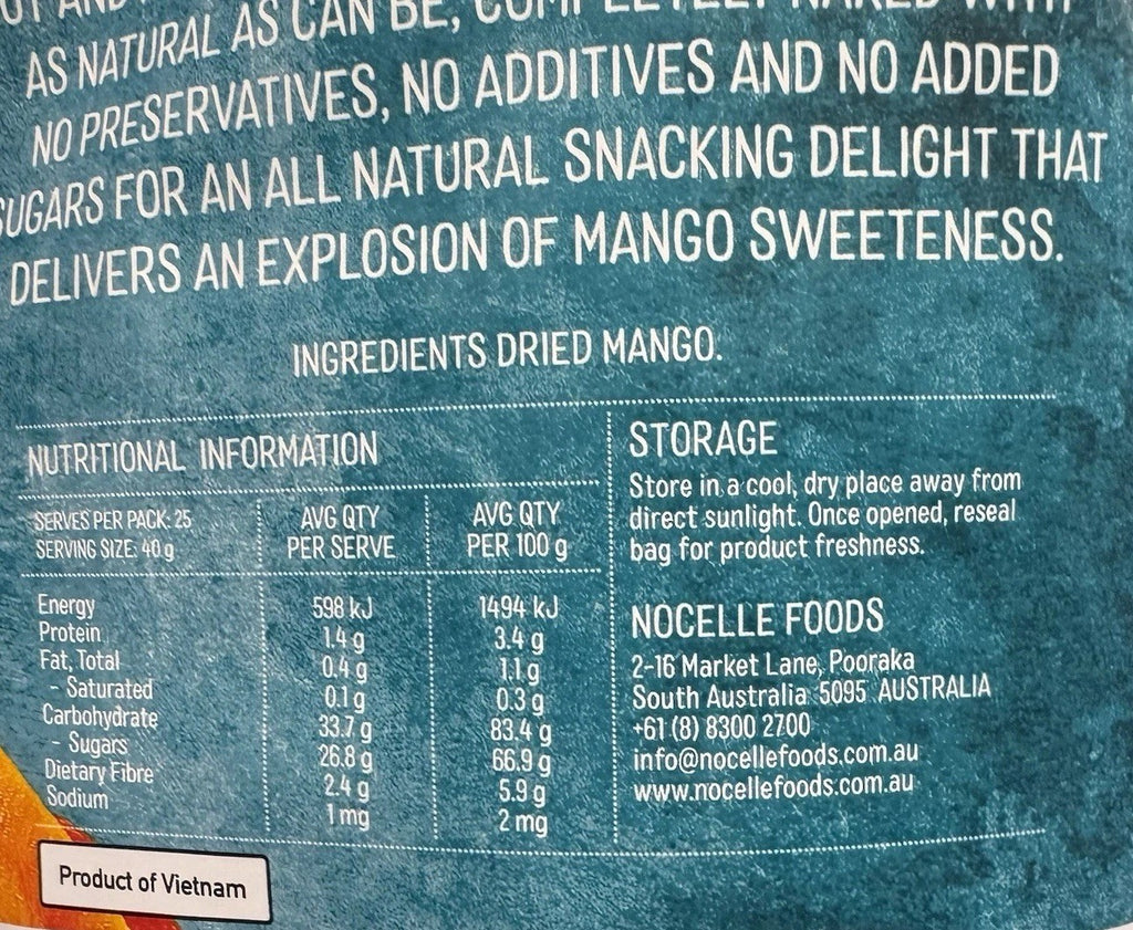 Nature's Delight 100% Natural Dried Mango 1kg No Added Sugar Snack Fruit Strips