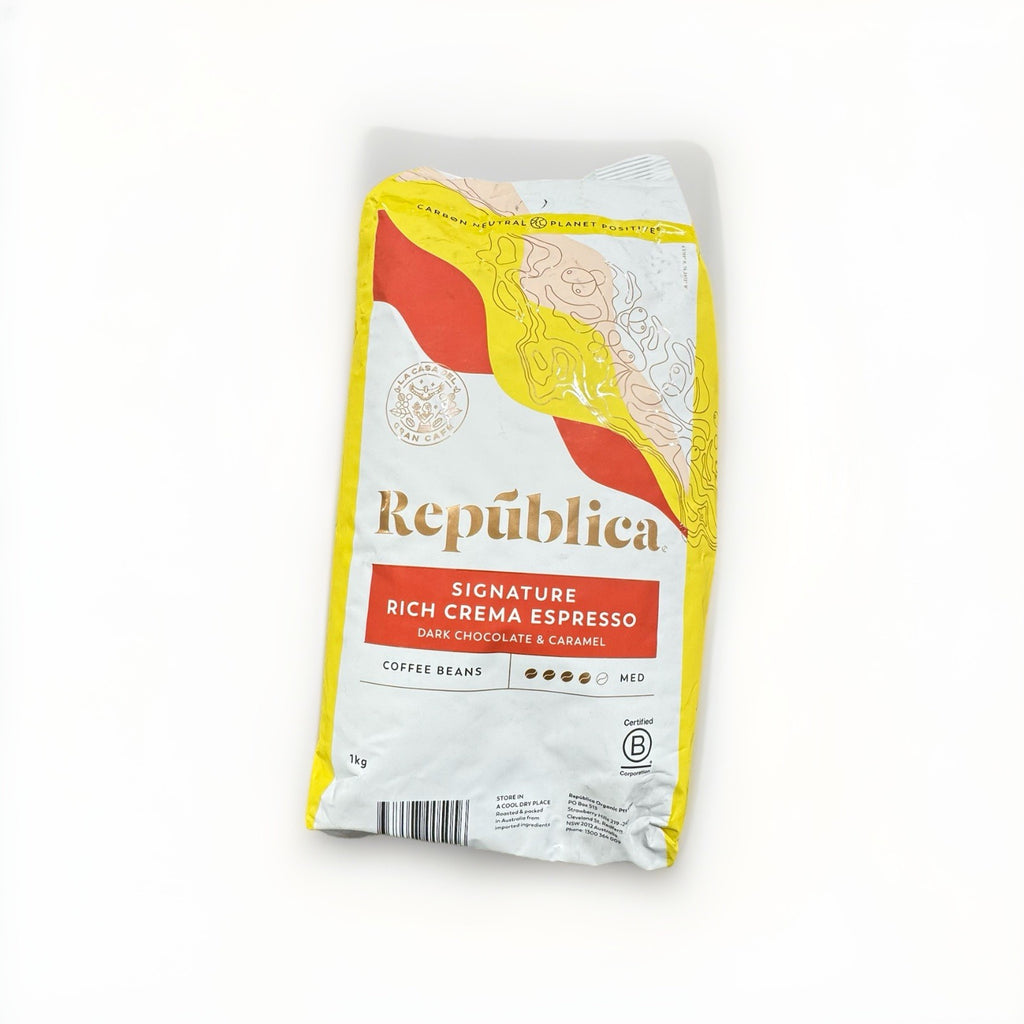Republica Signature Organic Crema Espresso 1KG, Chocolate & Caramel Coffee Beans