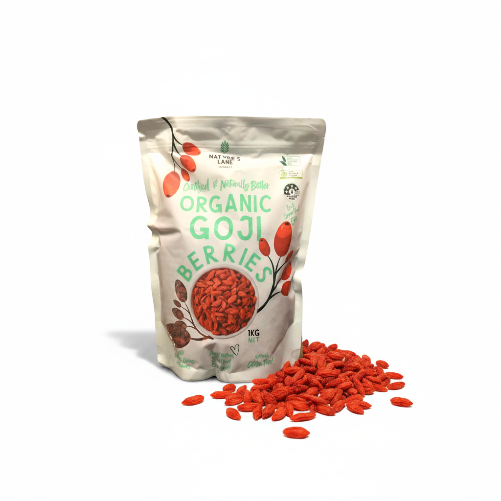 Nature's Lane Organic Dried Goji Berries 1kg Certified & Naturally Better