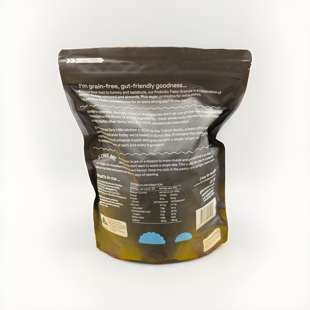 2 PACK x Farmer Jo Paleo Probiotic Granola 1KG with Honey, Coconut & Almond