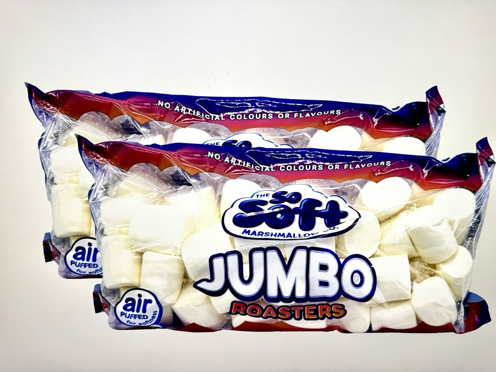 Pack of 2 X SO Soft Jumbo Roasters Marshmallows 800g for Roasting, Drink,Smores