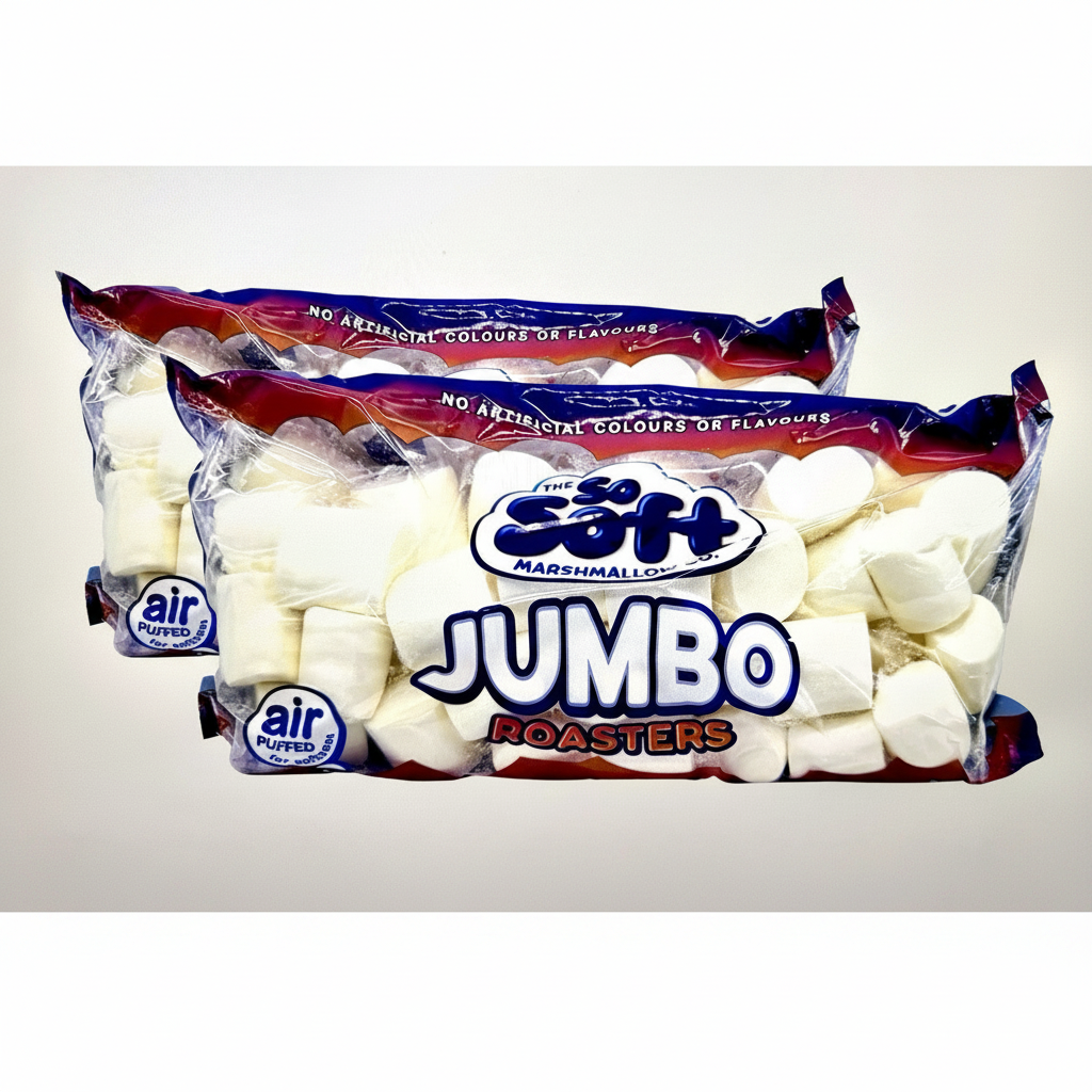 Pack of 2 X SO Soft Jumbo Roasters Marshmallows 800g for Roasting, Drink,Smores