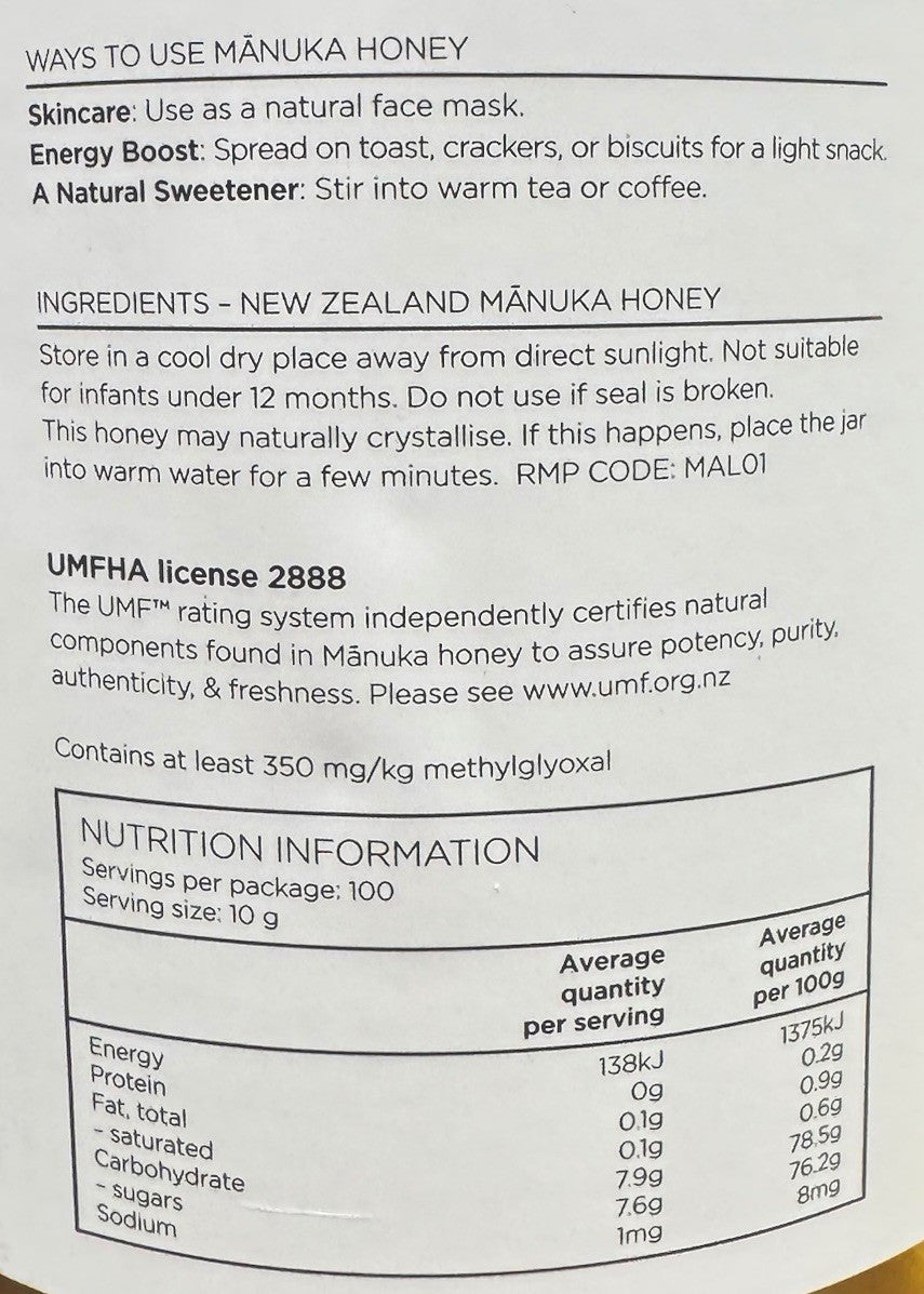 PURITI NEW ZEALAND Manuka Honey UMF 12+ MGO 350+ 1kg Pure Raw, Manuka Honey