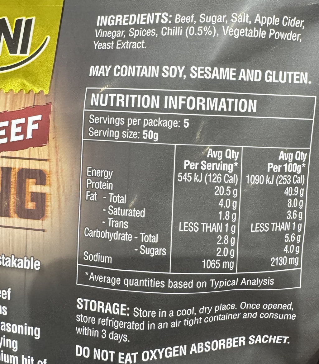 Mariani Beef Biltong Chilli 250g x2 High Protein Keto Australian Made Snack