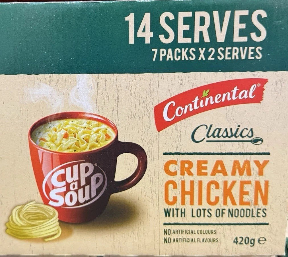 Continental Cup A Soup Creamy Chicken with Lots of Noodles 7 Packs x 2 Serves
