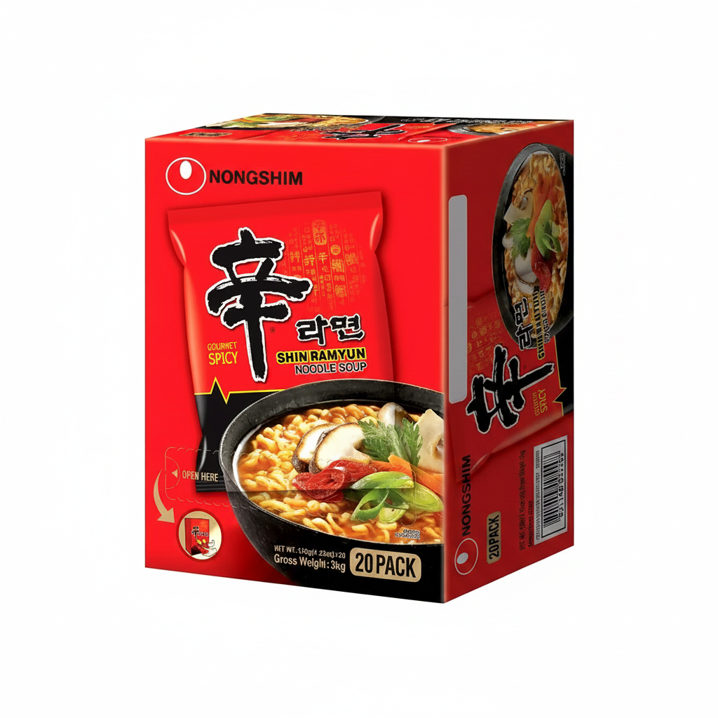 Nongshim Shin Ramyun Spicy Instant Korean Noodles Soup Spicy 120g x 20 Pack