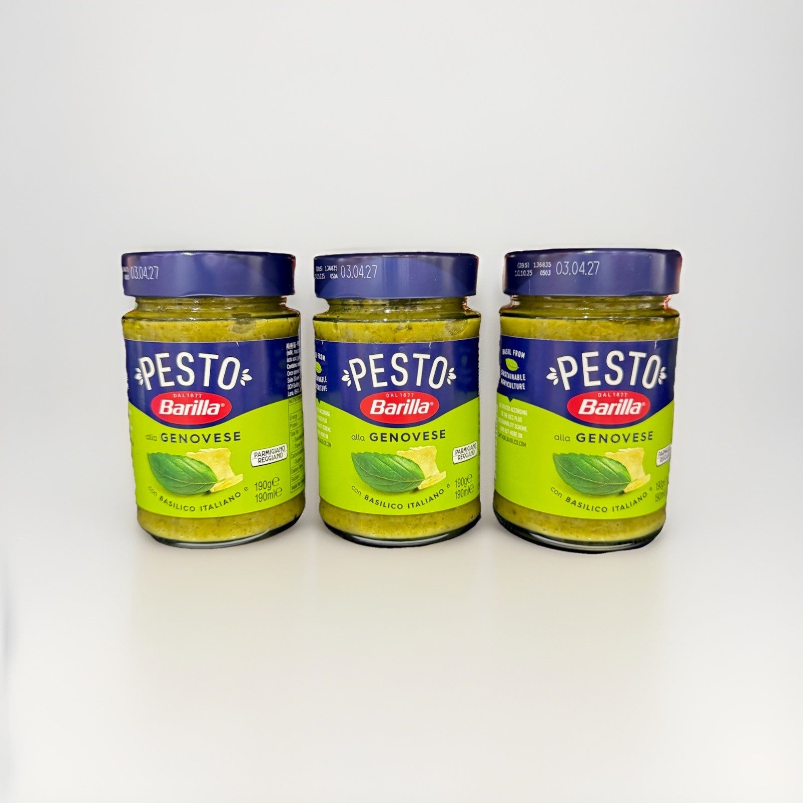 3 jars x 190g Barilla Pesto Alla Genovese Sauce