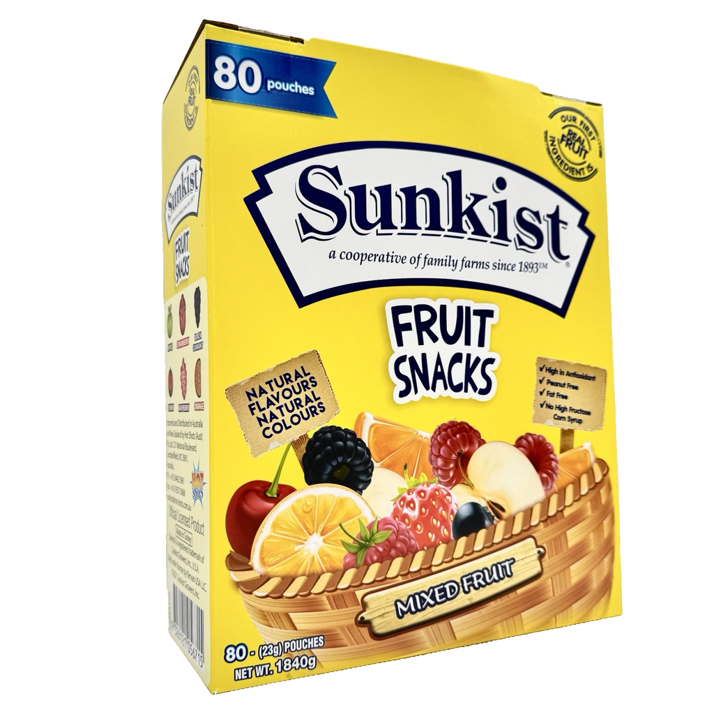 SUNKIST Mixed Fruit 80 x 23g Snacks Fat Free Real Fruit Kids Health Sweet 1.84kg