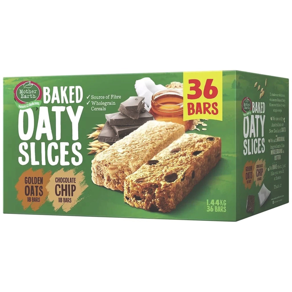 Mother Earth Baked Oaty Slices 36 Bars 1.44kg, Golden Oats & Choc Chip