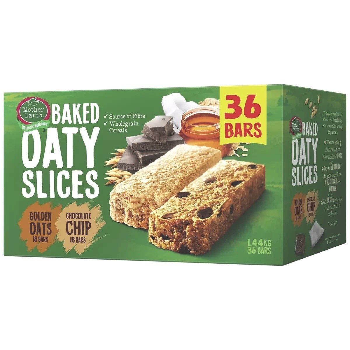 Mother Earth Baked Oaty Slices 36 Bars 1.44kg, Golden Oats & Choc Chip
