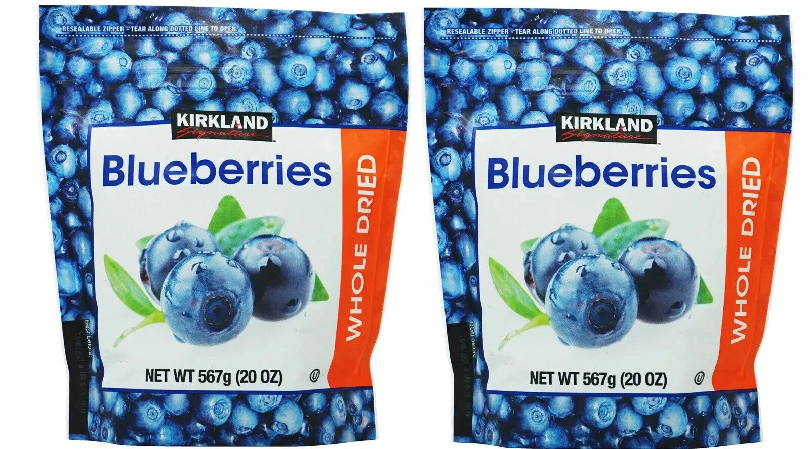 2 Pack x Kirkland Signature Whole Dried Blueberries 567gram