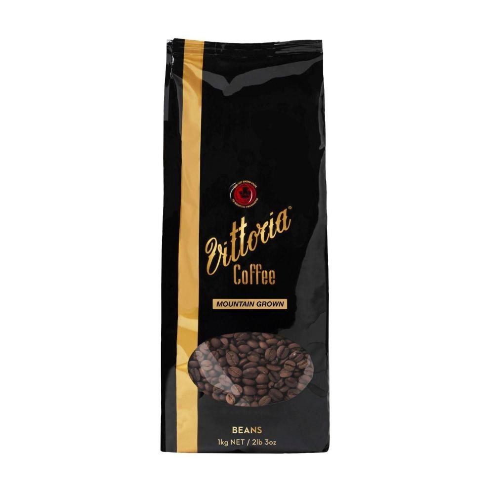 VITTORIA Roast Coffee Beans MOUNTAIN GROWN Arabica 1KG NEW 100% Dark Roasted