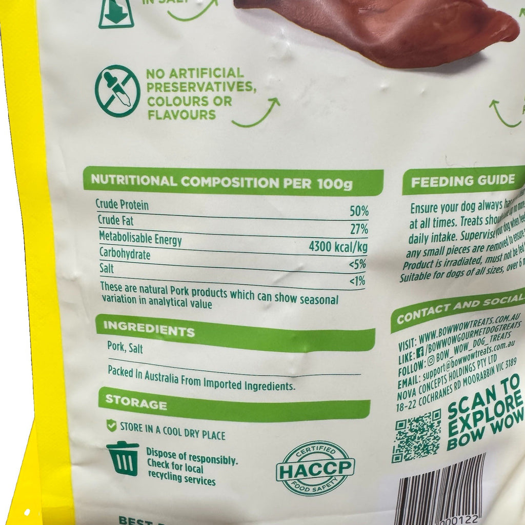 Bow Wow Pigs Ear Dog Treats 15 EARS High Protein, Air Dried, Support Dental