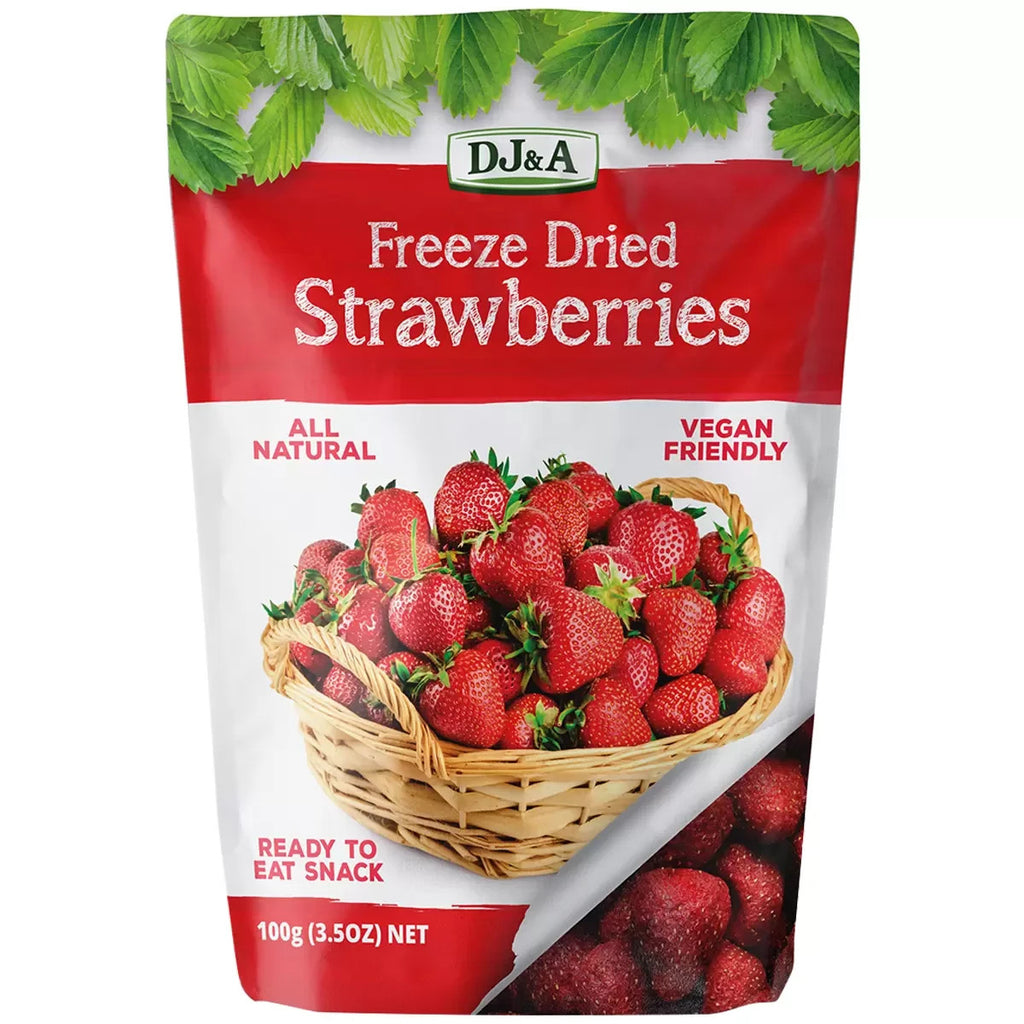 1 x DJ&A Freeze Dried Strawberries 100g, Fruit Snacks, Whole Strawberries Dry