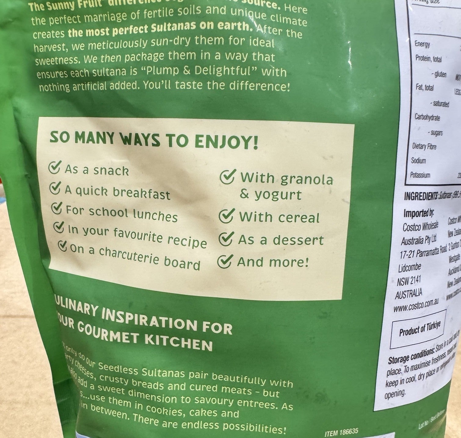 Sunny Fruit Sultanas 2kg Gluten Free Nut Free Vegan Friendly Dessert NON-GMO