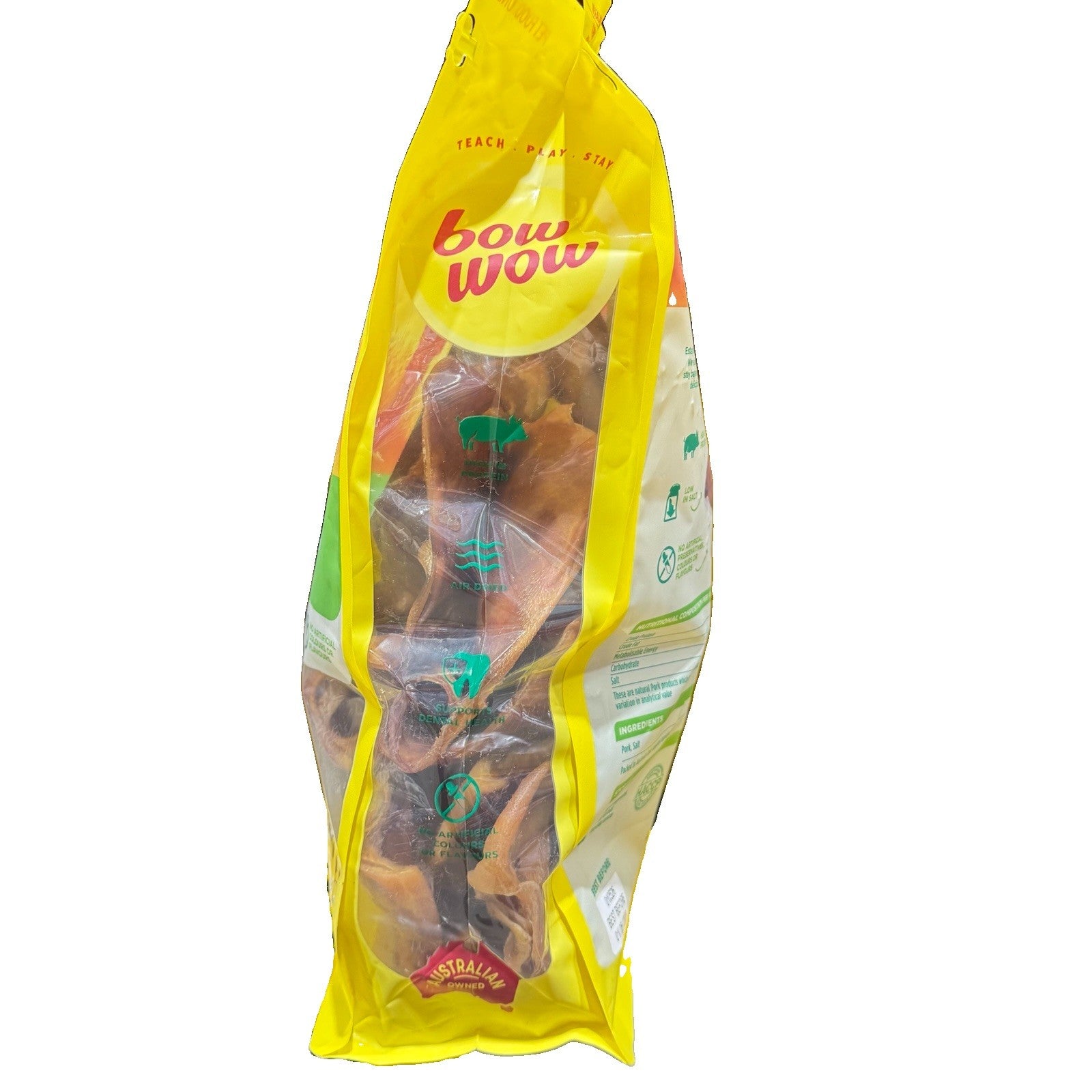 Bow Wow Pigs Ear Dog Treats 15 EARS High Protein, Air Dried, Support Dental