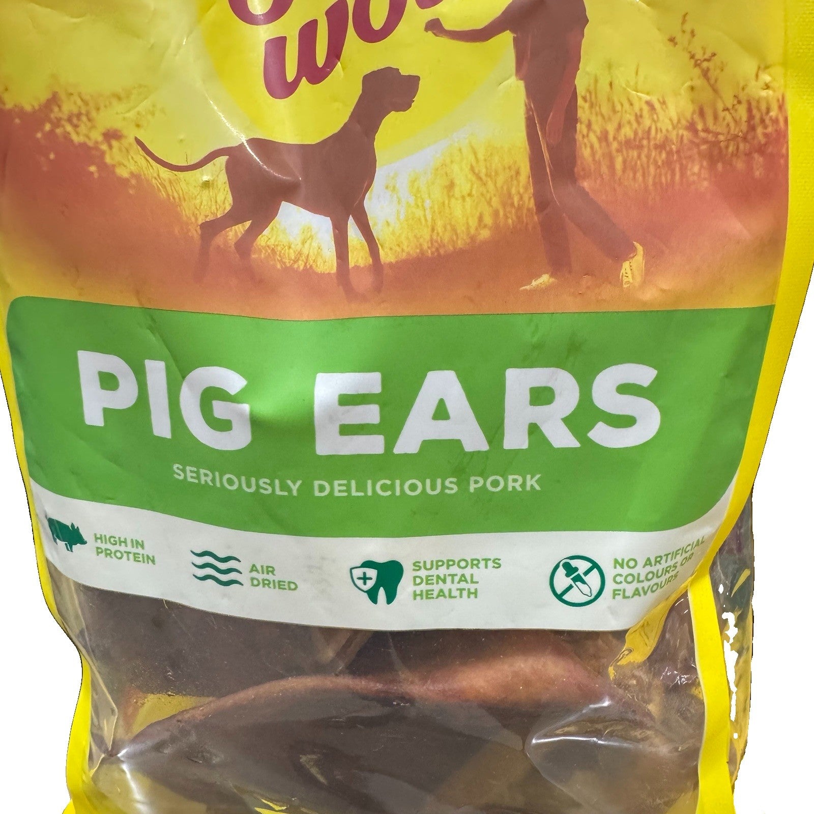 Bow Wow Pigs Ear Dog Treats 15 EARS High Protein, Air Dried, Support Dental
