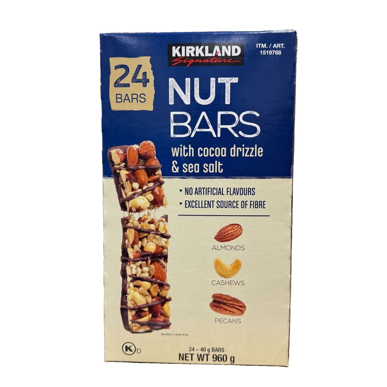 Kirkland Signature Nut Bars with cocoa drizzle & sea salt 960g (24 Bars x 40g)