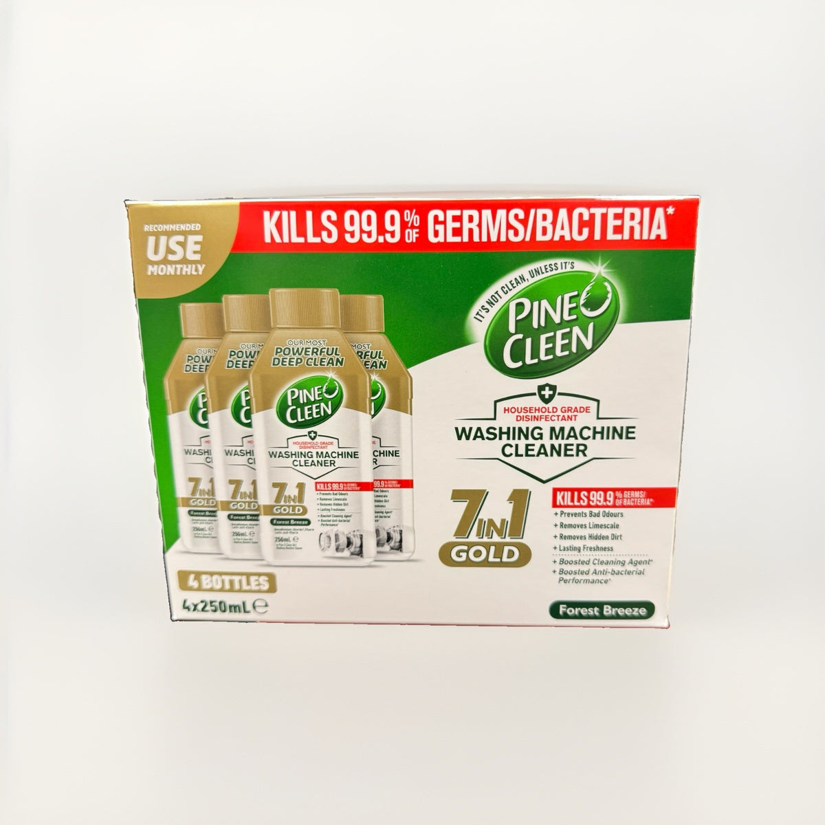 Pine O Cleen Gold Washing Machine Cleaner Forest Breeze 250ml x 4 Pack Liquid