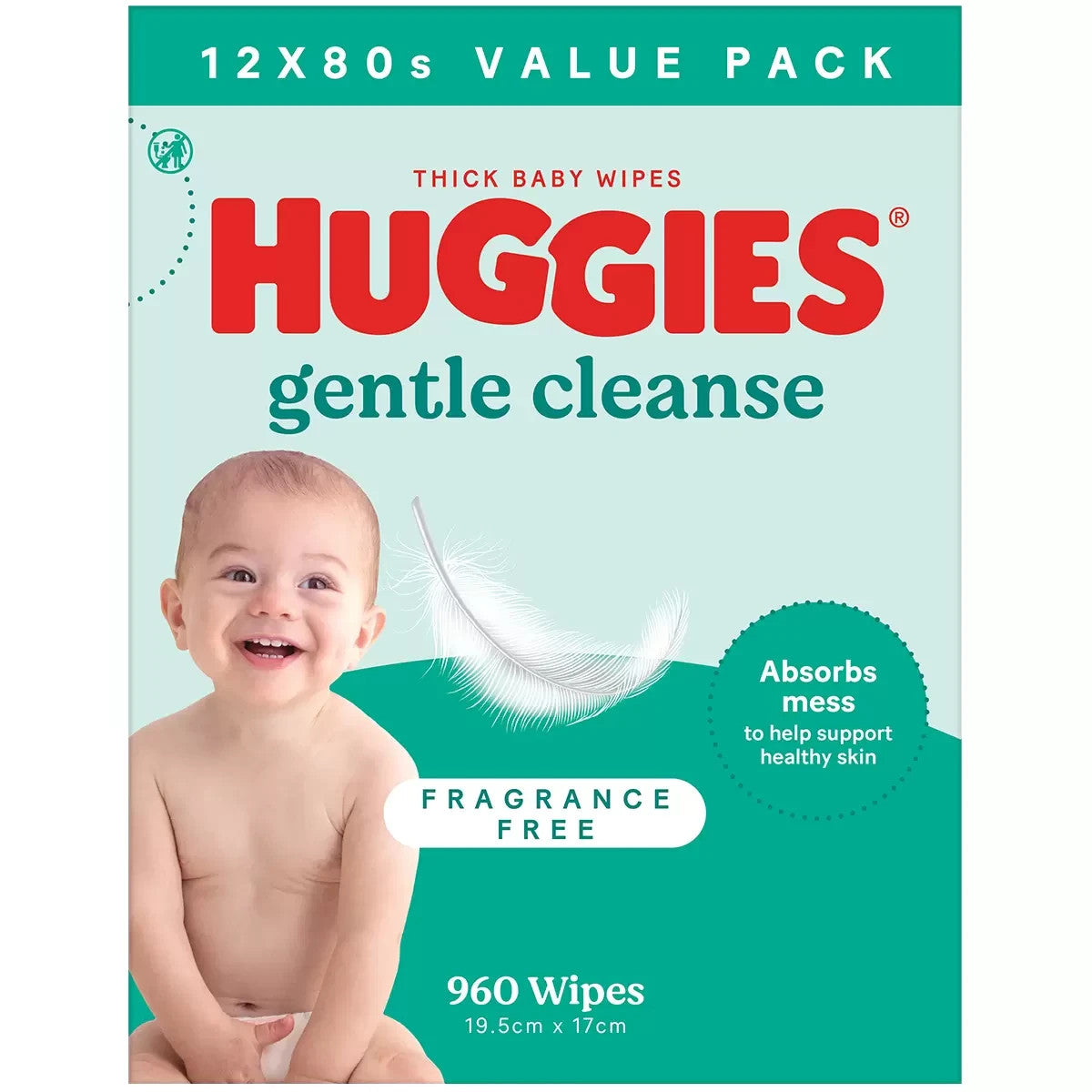 BOX 960 HUGGIES Thick Baby Wet Wipes Bulk Mega Pack Fragrance Free (12x80 Wipes)