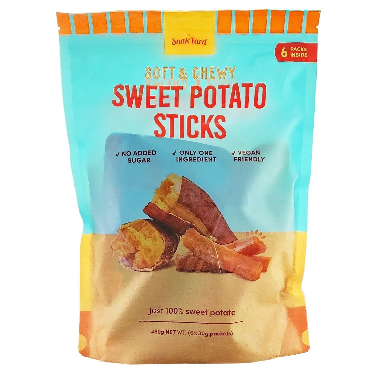 Sweet Potato Sticks Soft & Chewy Kids Healthy Snack Vegan Packet 480g (6x80g)