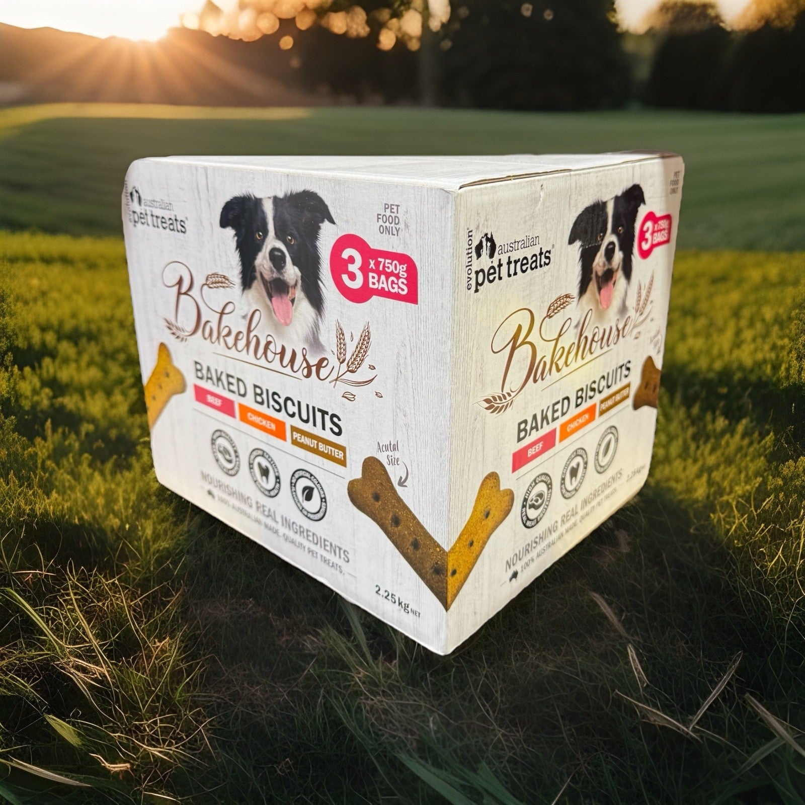 Bakehouse Baked Dog Biscuits Beef Chicken Peanut Butter (3 X 750g) Pet Food Only
