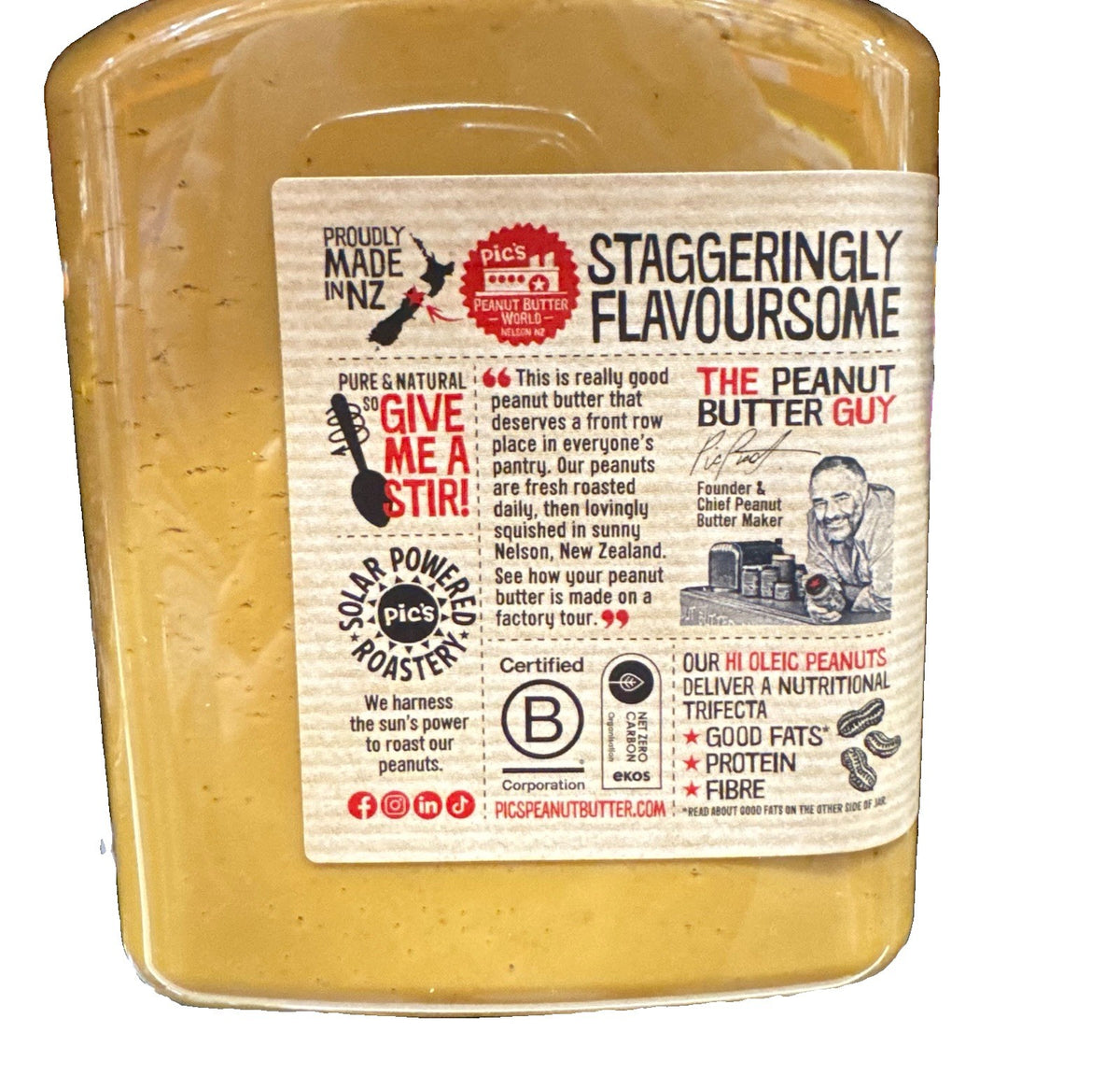 Pic's Peanut Butter Smooth 1.5kg Gluten Free Natural Spread Hi Oleic New Zealand