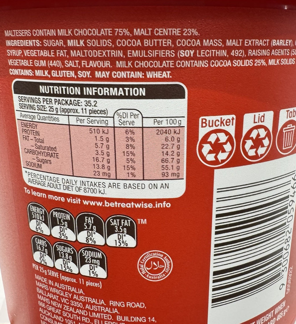 Maltesers XL Party Bucket 880g Milk Chocolate Balls Candy Sweets Snacks AU