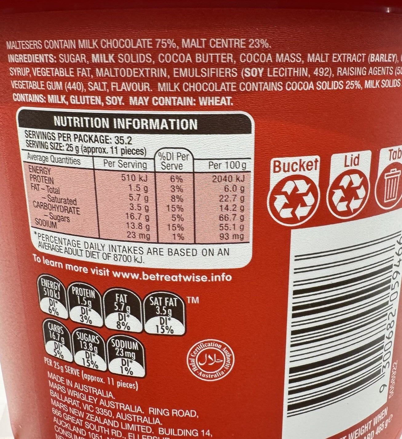 Maltesers XL Party Bucket 880g Milk Chocolate Balls Candy Sweets Snacks AU