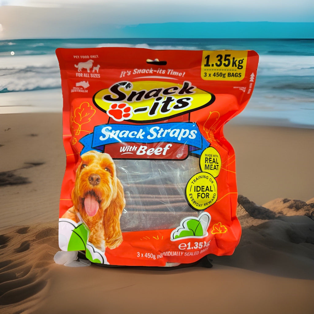Snack-its Beef Flavoured Dog Snack Straps Treats1.35kg Australia Made Real Meat