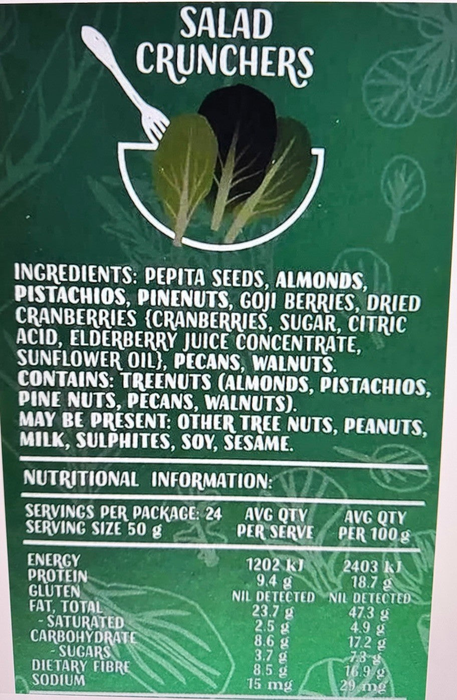 Salad Crunchers Salad Topper 1.2kg Nuts & Seeds Gluten Free Vegan, Super Nut