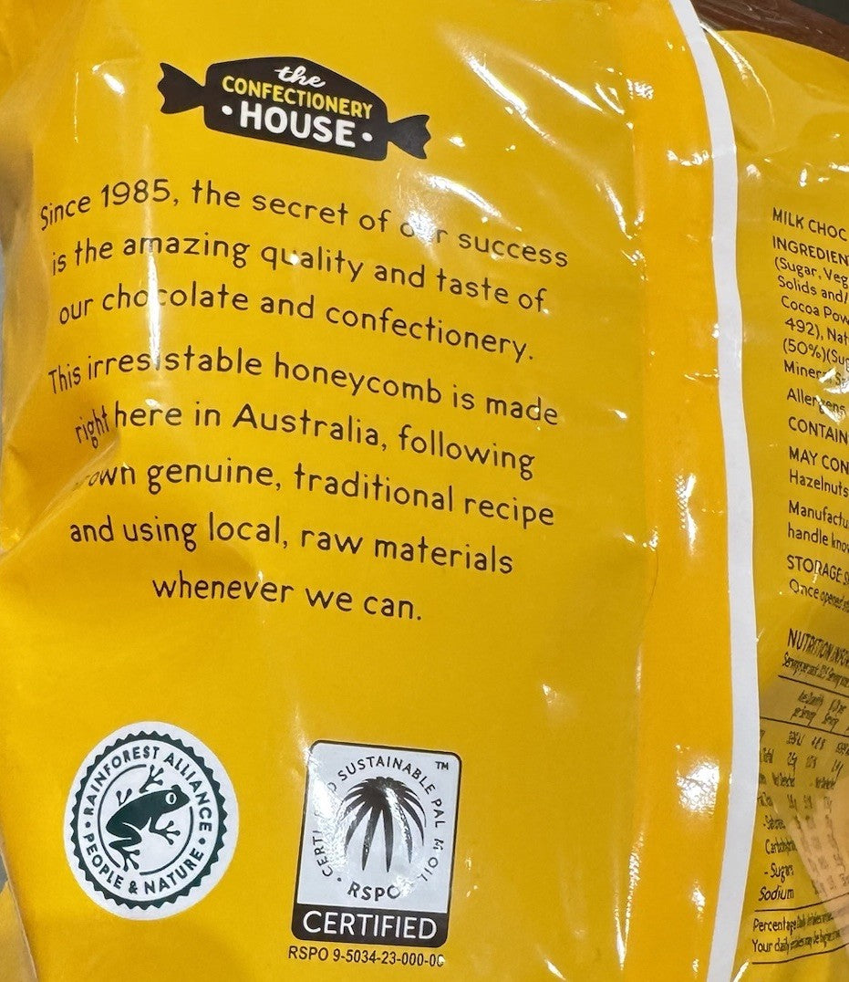 The Confectionery House Milk Chocolate Honeycomb 650g Crunchy Gluten Free