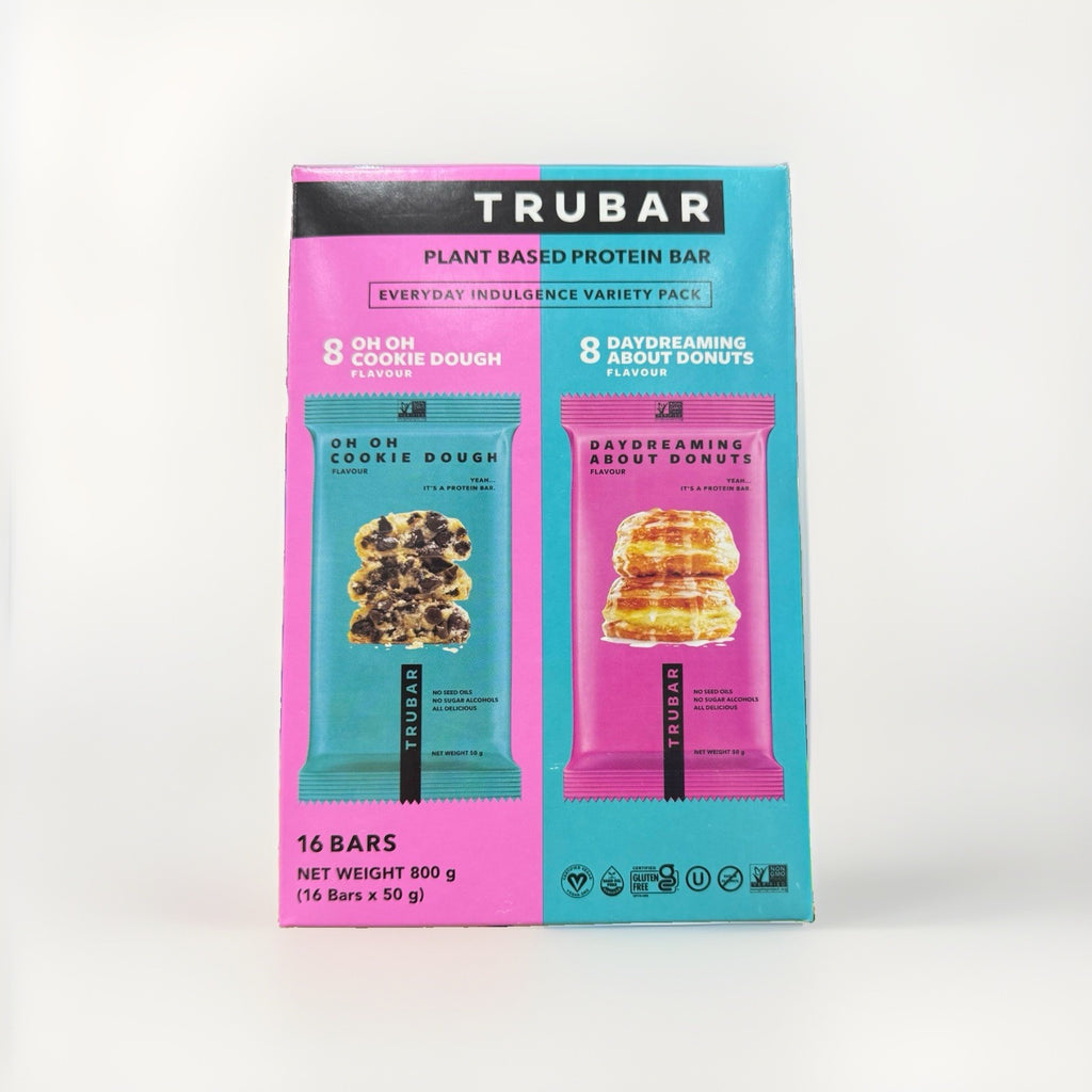 TRUBAR Plant Based Protein Bar Cookie Dough & Donuts Variety Pack 16 Bars 800g