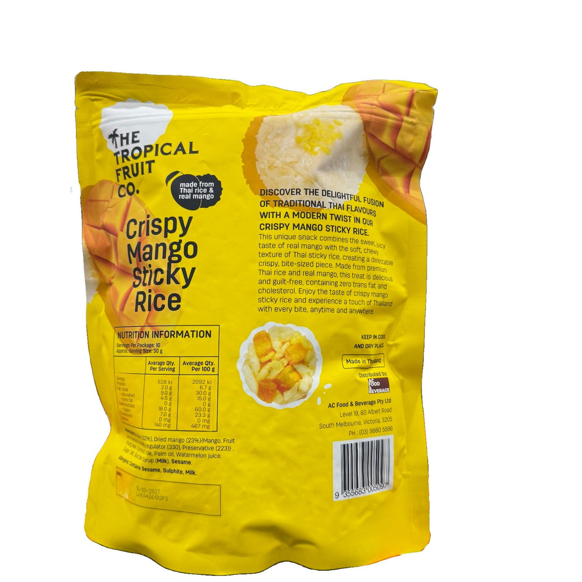 The Tropical Fruit Co Crispy Mango Sticky Rice Snack 300g Thai Dried Fruit