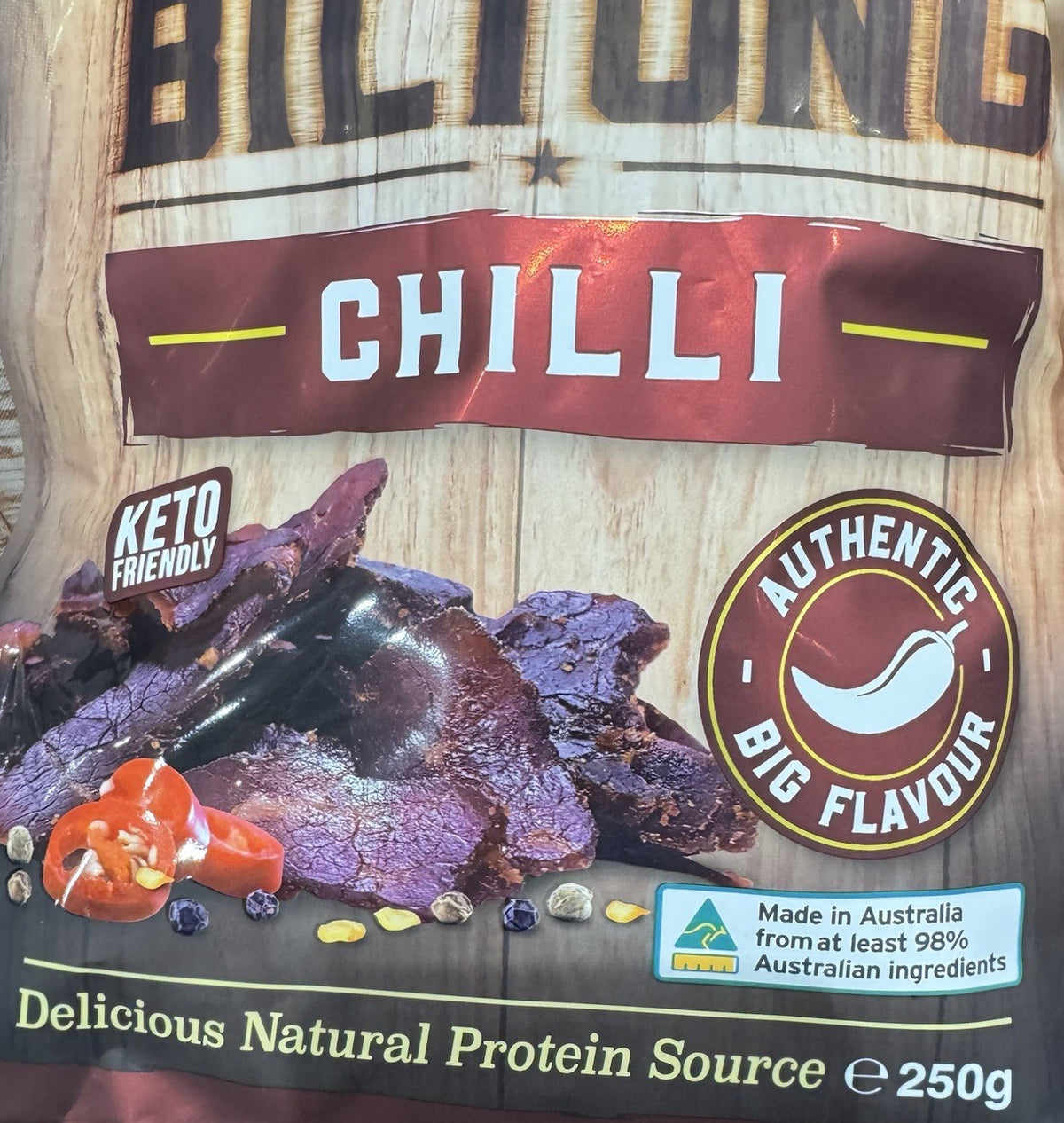 Mariani Beef Biltong Chilli 250g x2 High Protein Keto Australian Made Snack