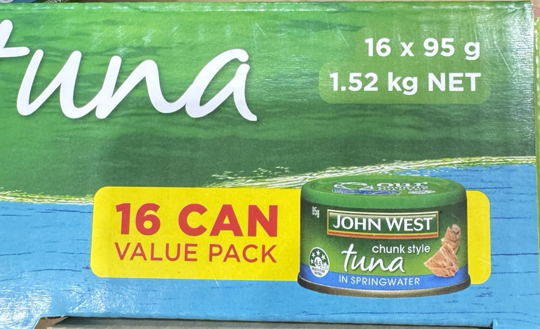 John West Canned Chunky Tuna (16 x 95g) In Springwater Kids Healthy Lunch Snack