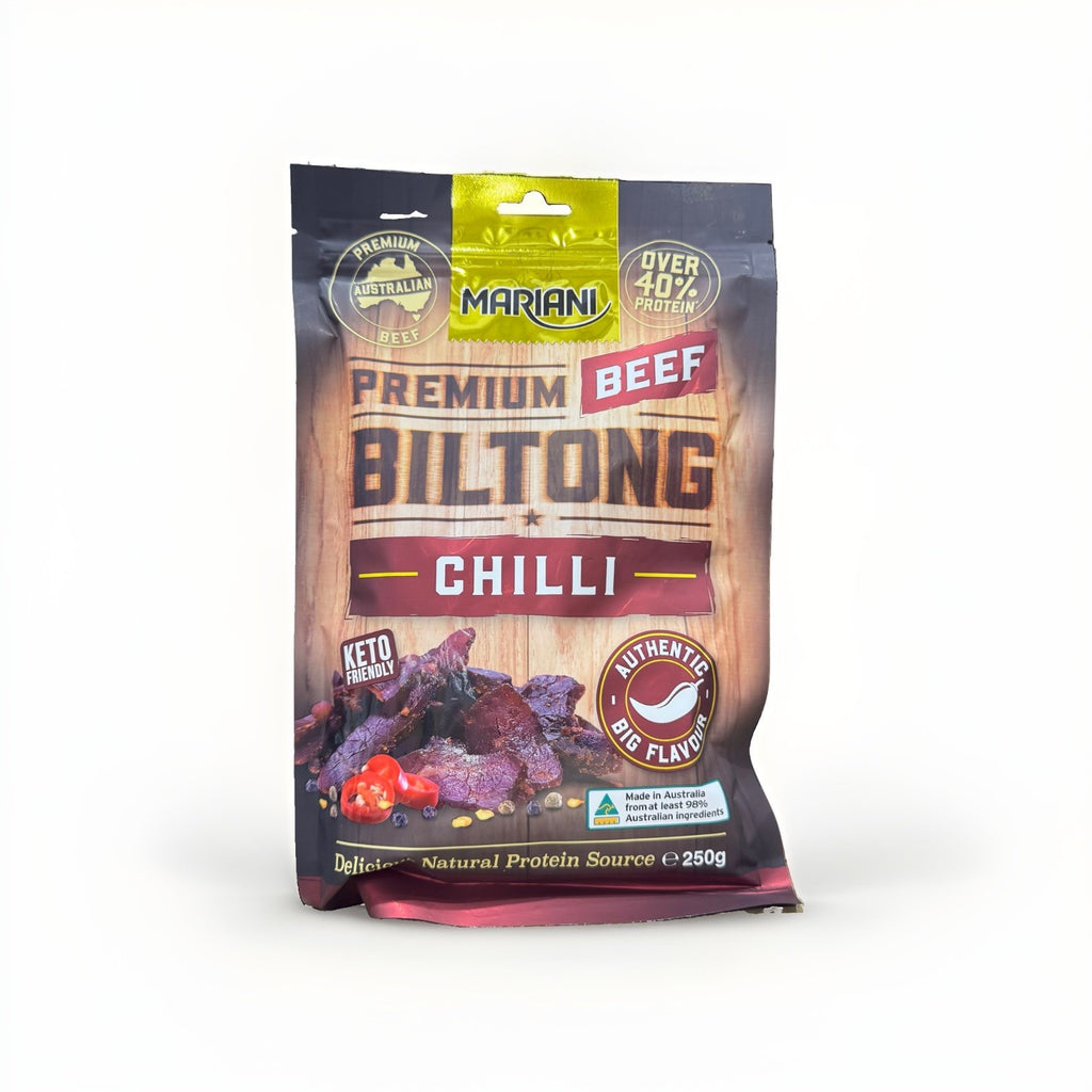 Mariani Beef Biltong Chilli 250g x2 High Protein Keto Australian Made Snack